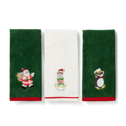 Lenox Holiday Elf, Santa & Penguin Kitchen Towels, Set of 3
