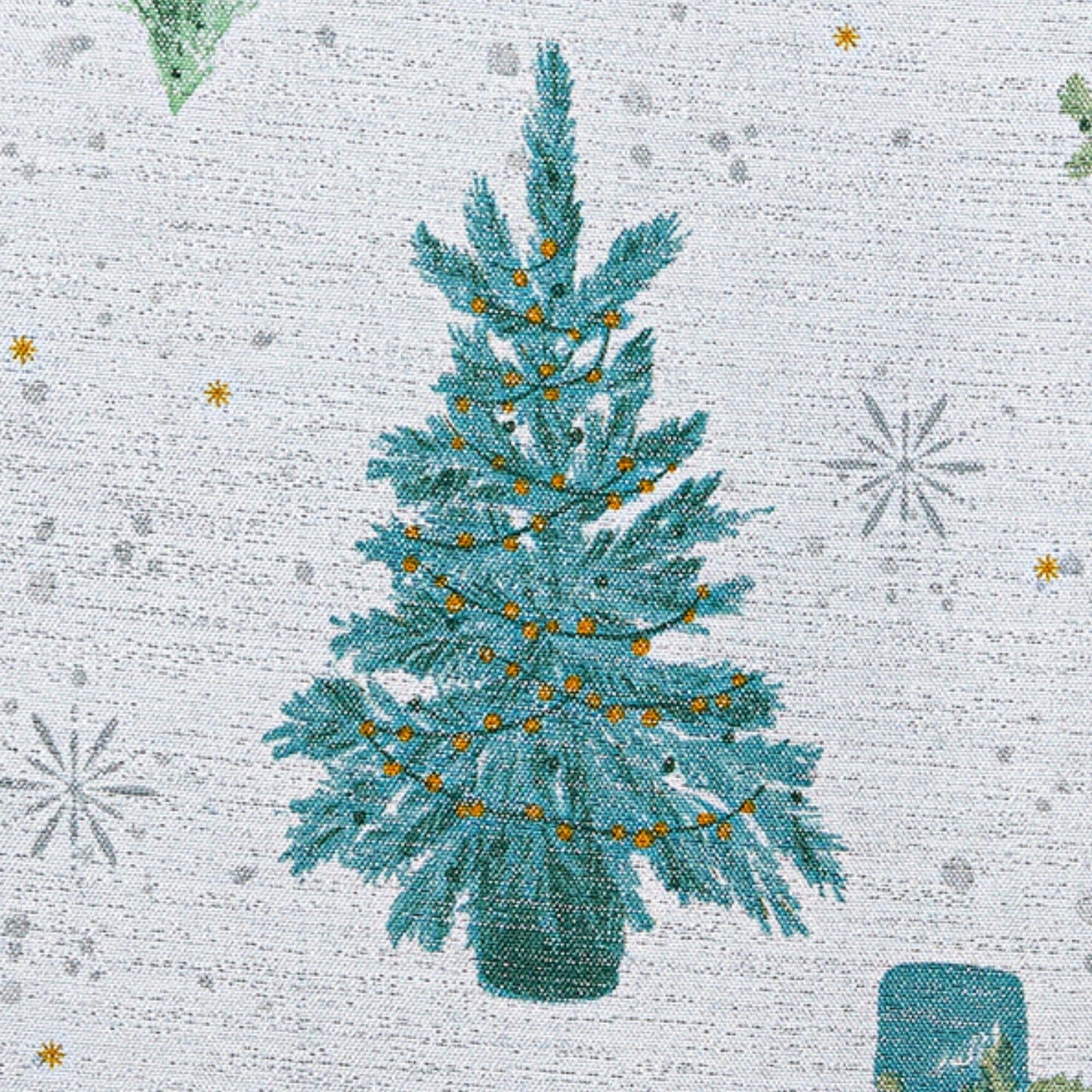 Lucina Twinkle Trees Holiday Lurex Fabric Tablecloth