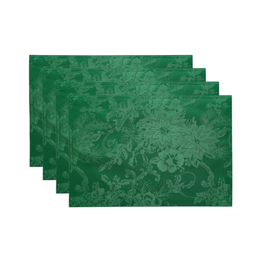 Poinsettia Elegance Jacquard Water and Stain Resistant Holiday Placemat, Set of 4