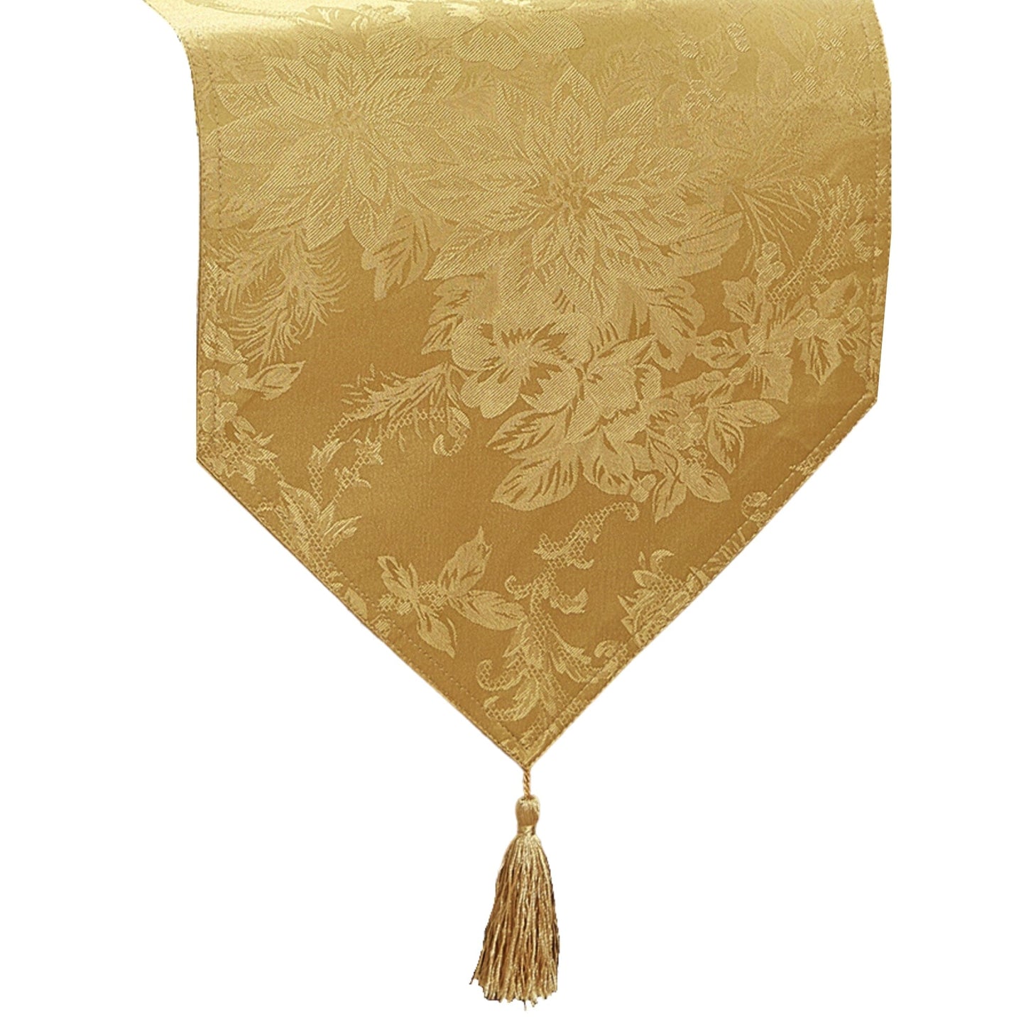 Poinsettia Elegance Jacquard Holiday Table Runner