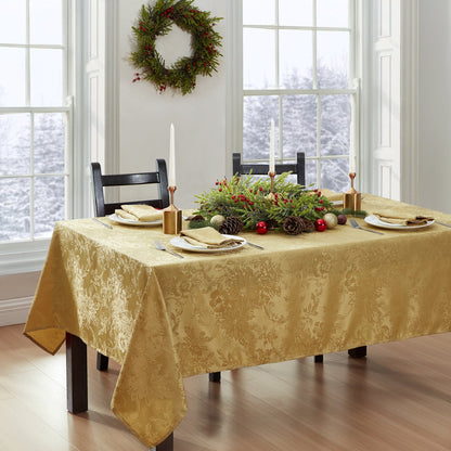 Mantel Poinsettia Elegance Jacquard resistente al agua y a las manchas