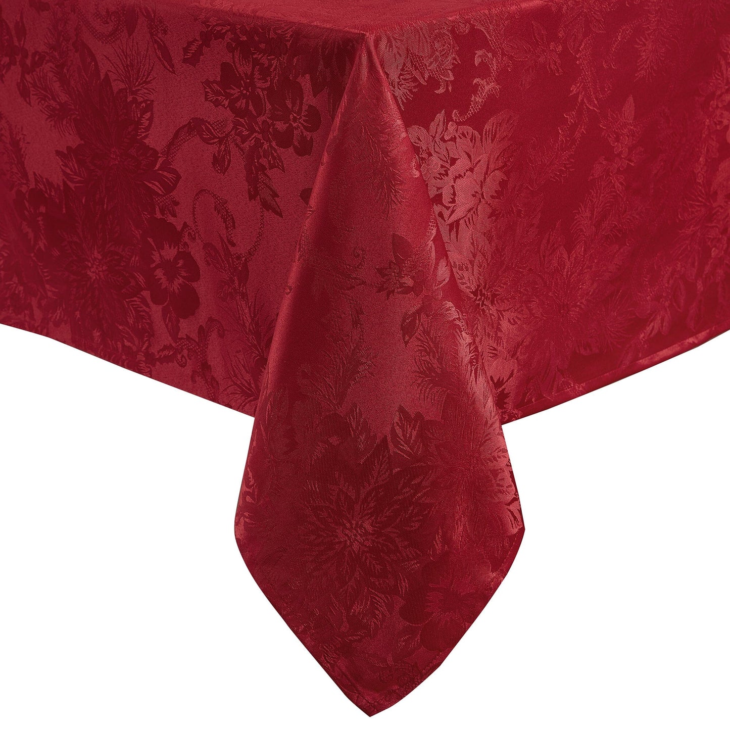 Poinsettia Elegance Jacquard Water and Stain Resistant Tablecloth