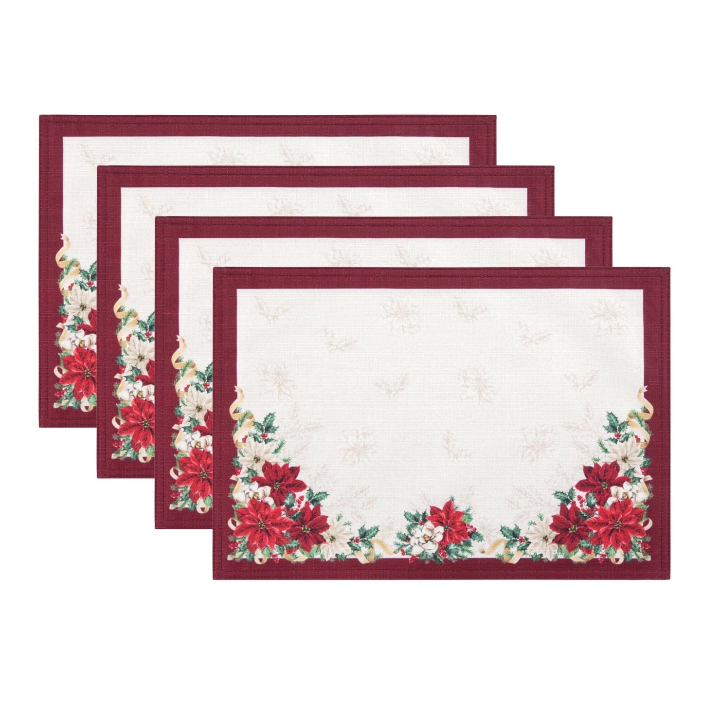 Poinsettia Garlands Engineered Placemats, Set of 4