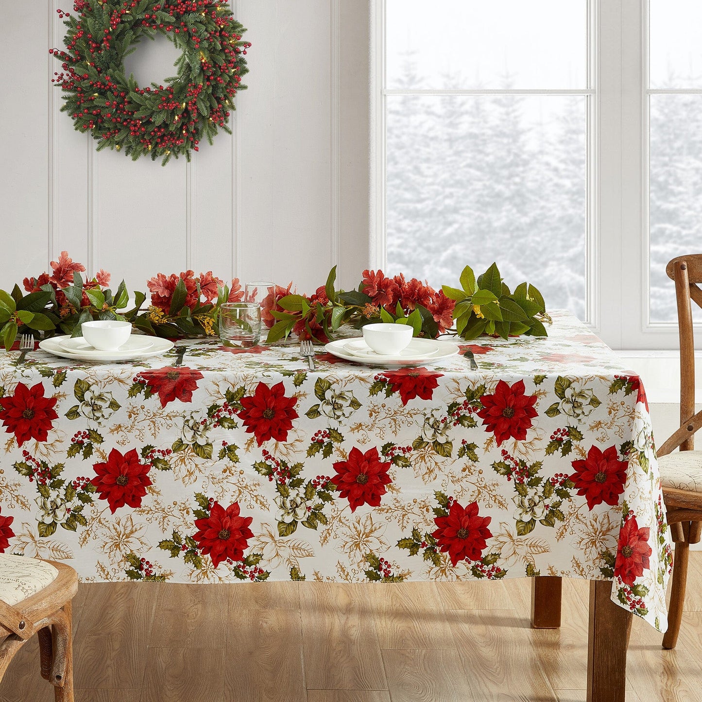 Mantel de vinilo Poinsettia Grace