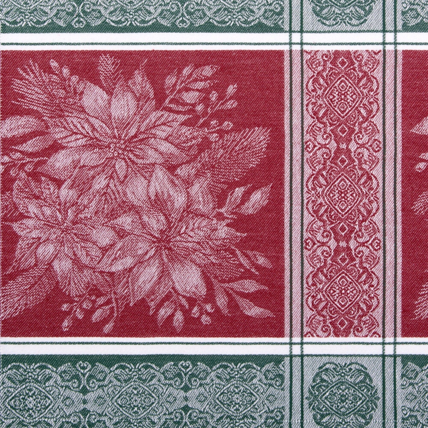 Poinsettia Plaid Jacquard Tablecloth