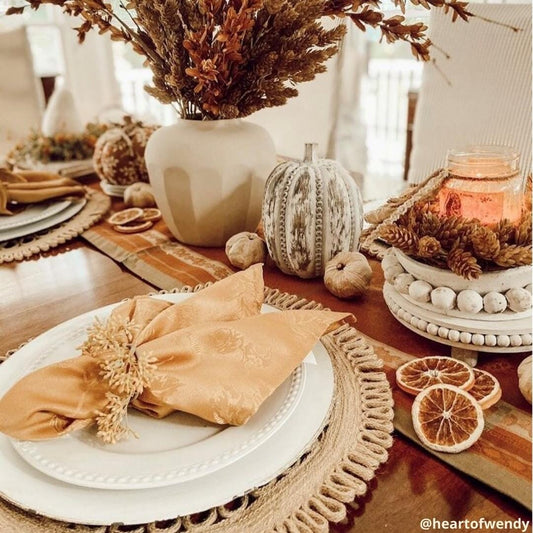 Elegant Woven Leaves Jacquard Damask Napkin, Set of 8