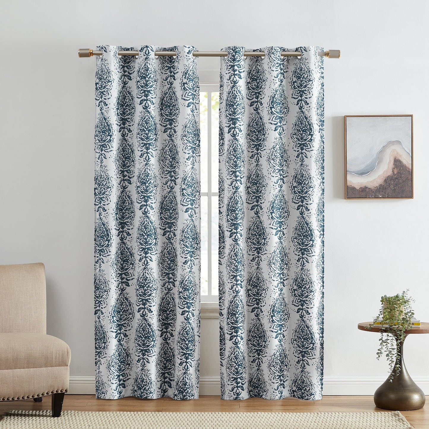 Paneles de cortina opaca para ventana con estampado bohemio Raja, juego de 2