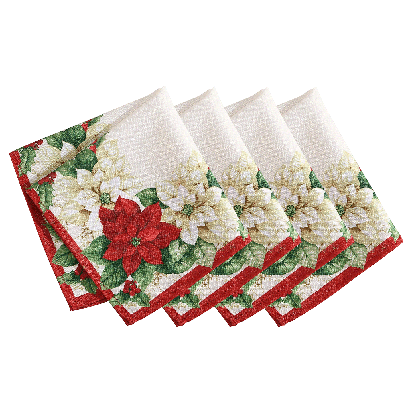 Servilletas de Nochebuena rojas y blancas, juego de 4