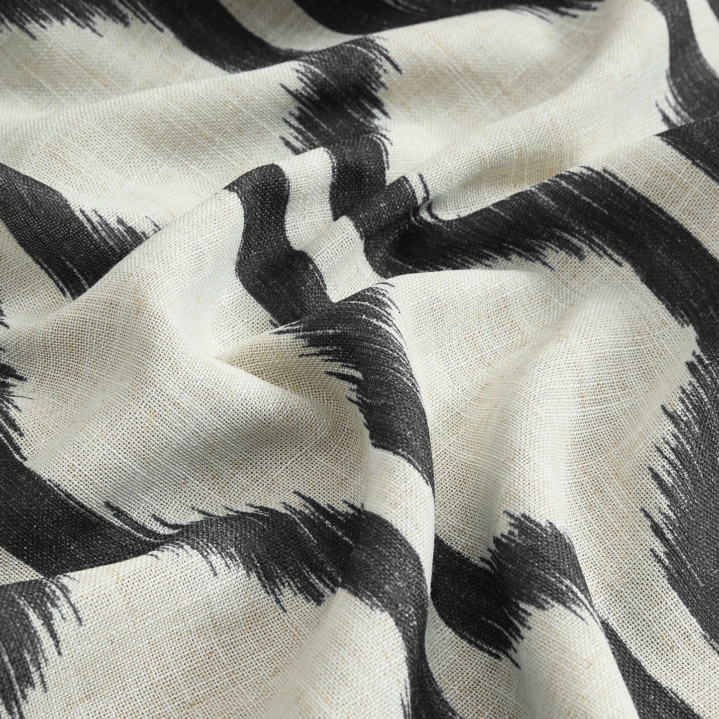 Renzo Ikat Geometric Linen Room Darkening Window Curtain
