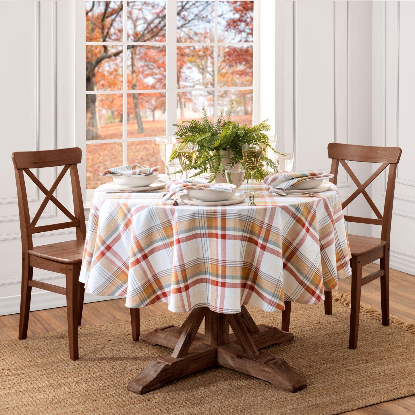 Seneca Plaid Winter Holiday Cotton Tablecloth