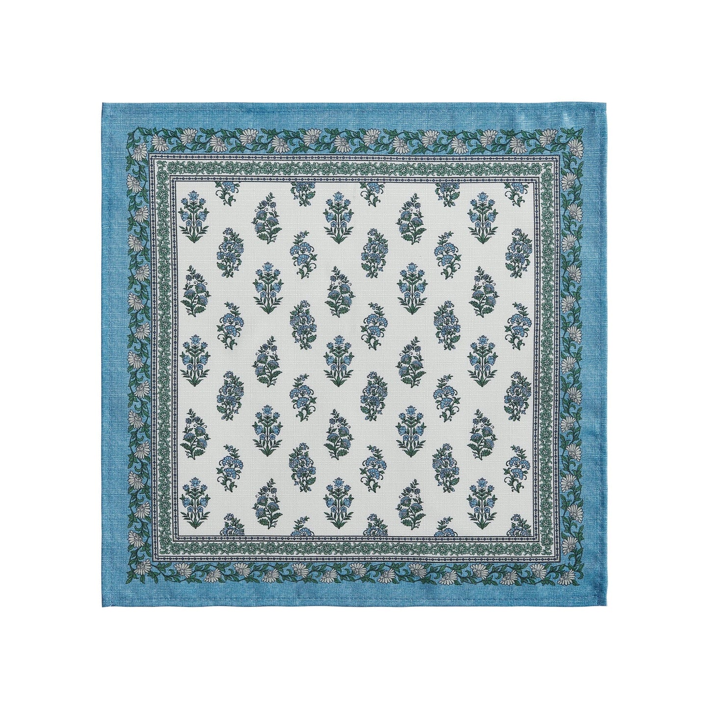 Servilletas Tropez para interiores y exteriores, resistentes al agua y a las manchas con estampado de bloques, juego de 4