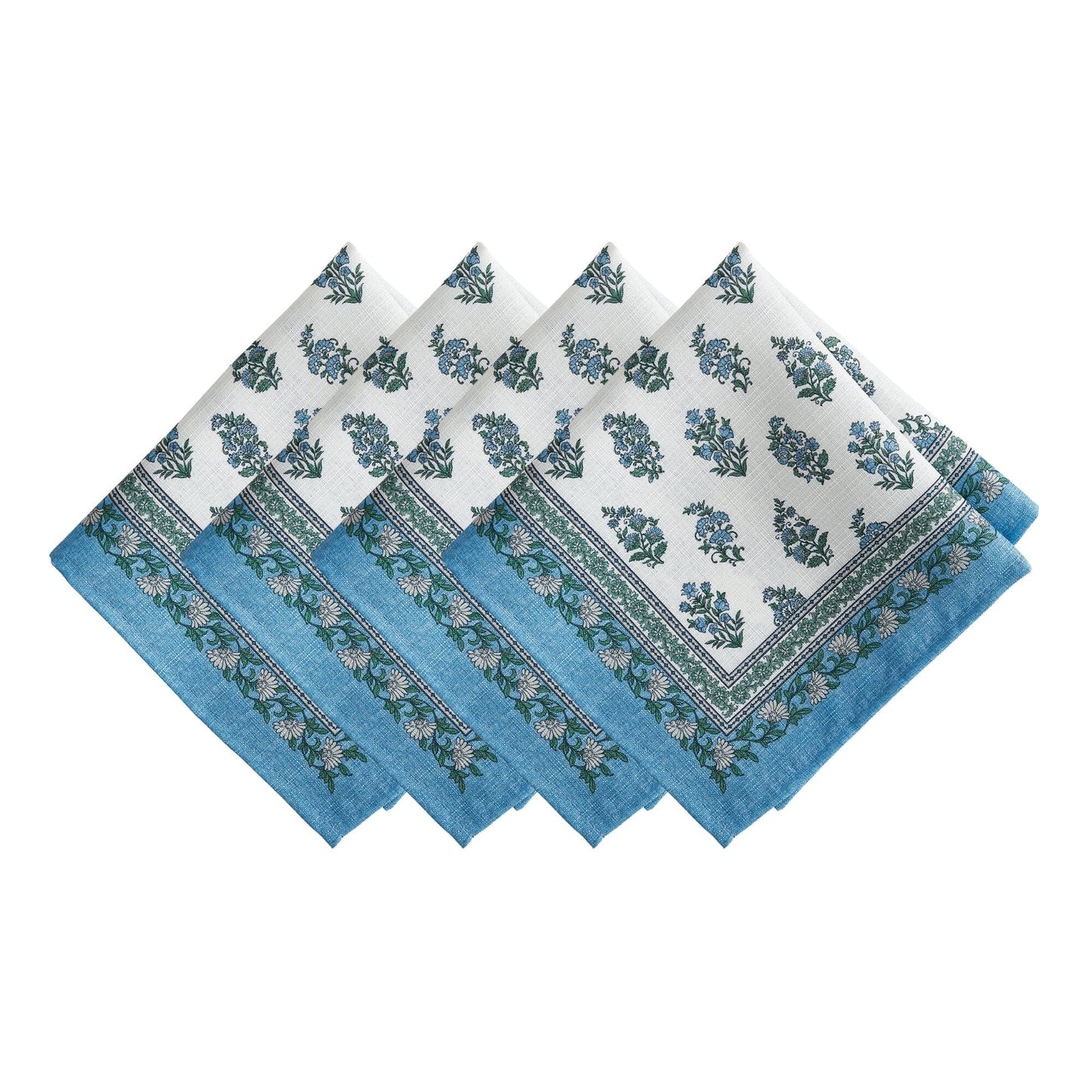 Servilletas Tropez para interiores y exteriores, resistentes al agua y a las manchas con estampado de bloques, juego de 4