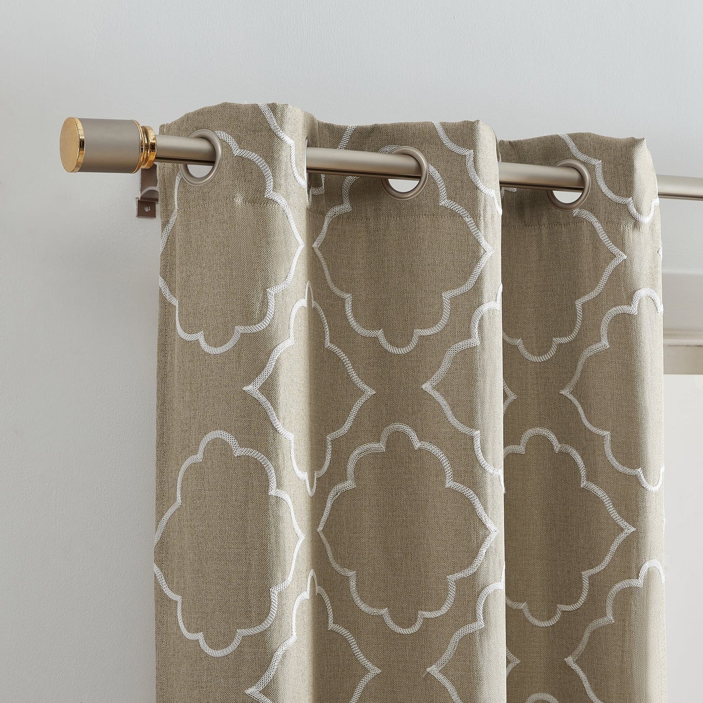 Valian Lattice Embroidered Blackout Window Curtain Panel, Set of 2