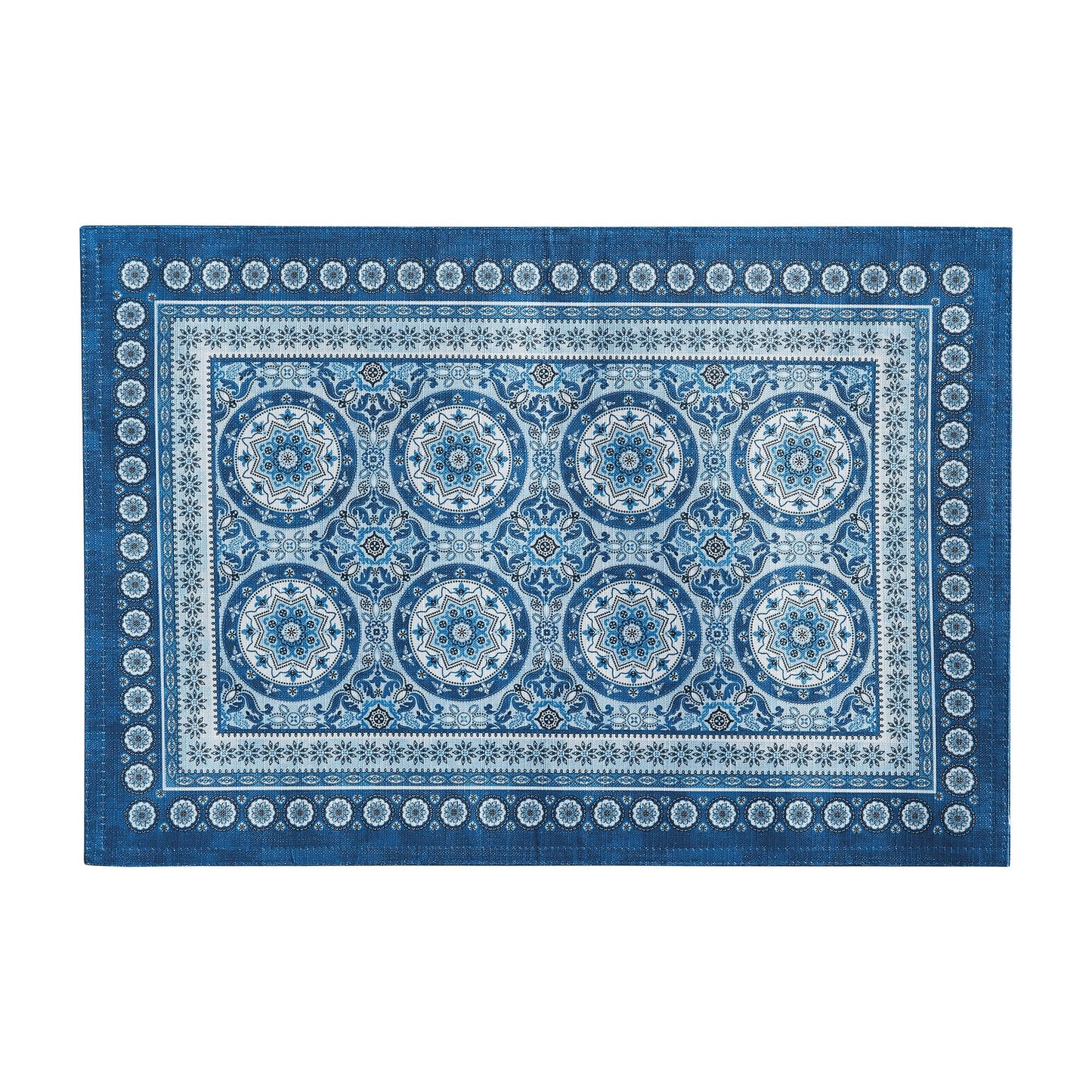 Vietri Medallion Block Print Stain & Water Resistant Indoor/Outdoor Placemats, Set of 4
