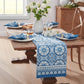 Vietri Medallion Block Print Stain & Water Resistant Indoor/Outdoor Table Runner