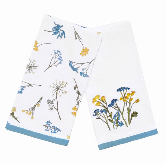 Lenox Wildflowers Embroidered Kitchen Towel 2 Pack Set