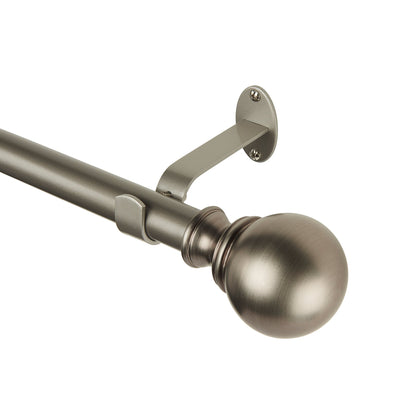 Cordelia 1" Window Drapery Single Curtain Rod with Globe Ball Finial