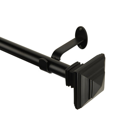 Florence 1" Window Drapery Single Curtain Rod with Stacked Square Finial