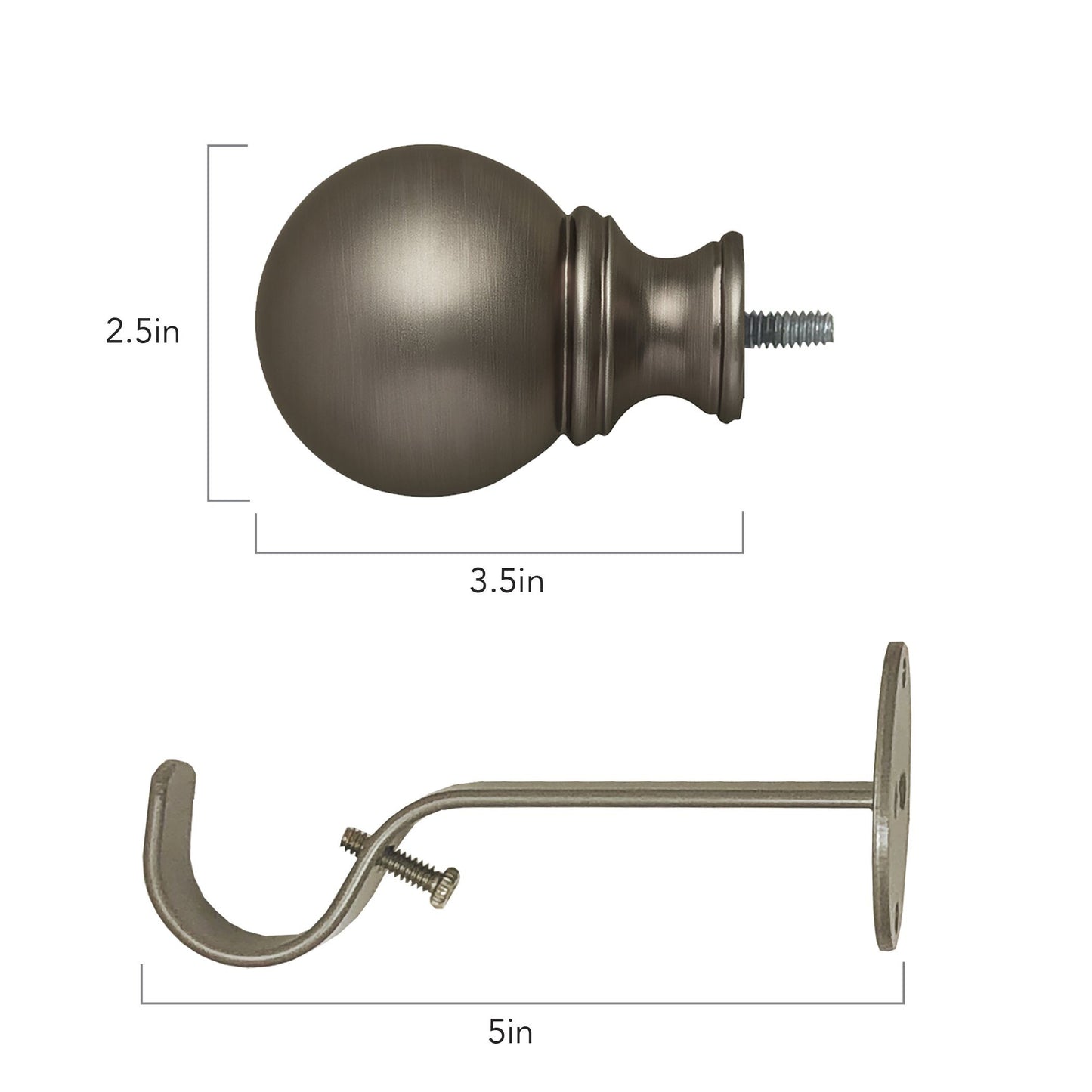 polyresin curtain rod with decorative finial