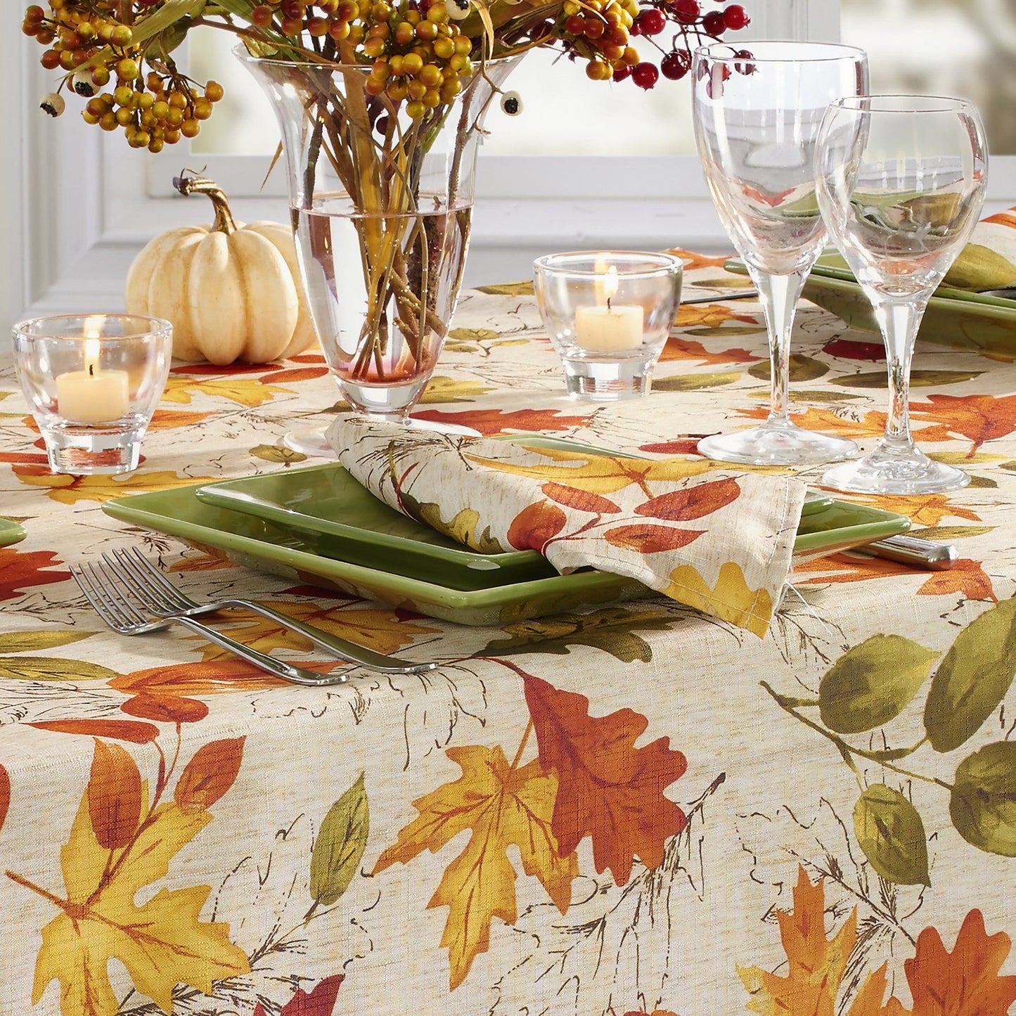 Autumn Leaves Fall Printed Tablecloth