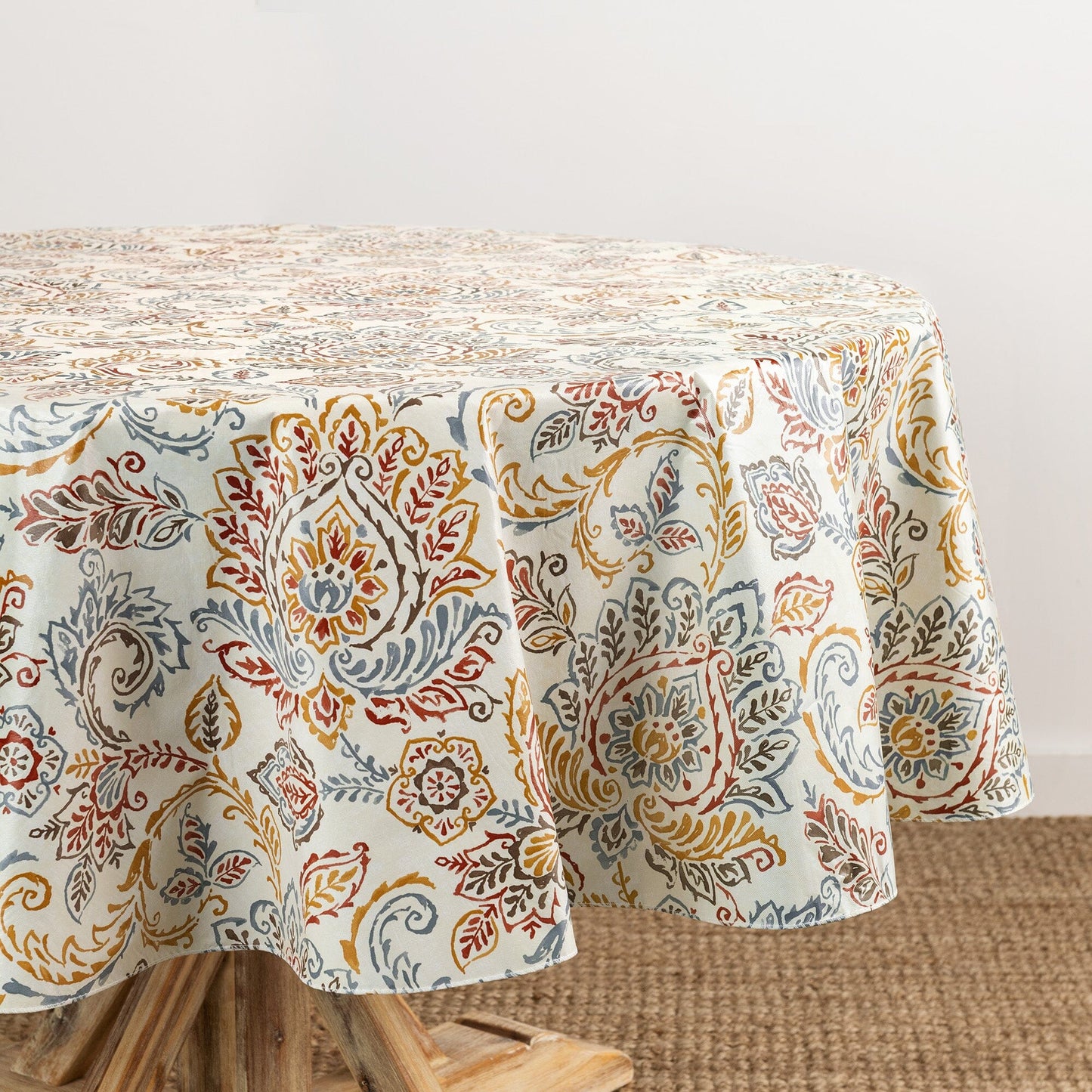 Ava Floral Jacobean Printed Vinyl Indoor/Outdoor Tablecloth