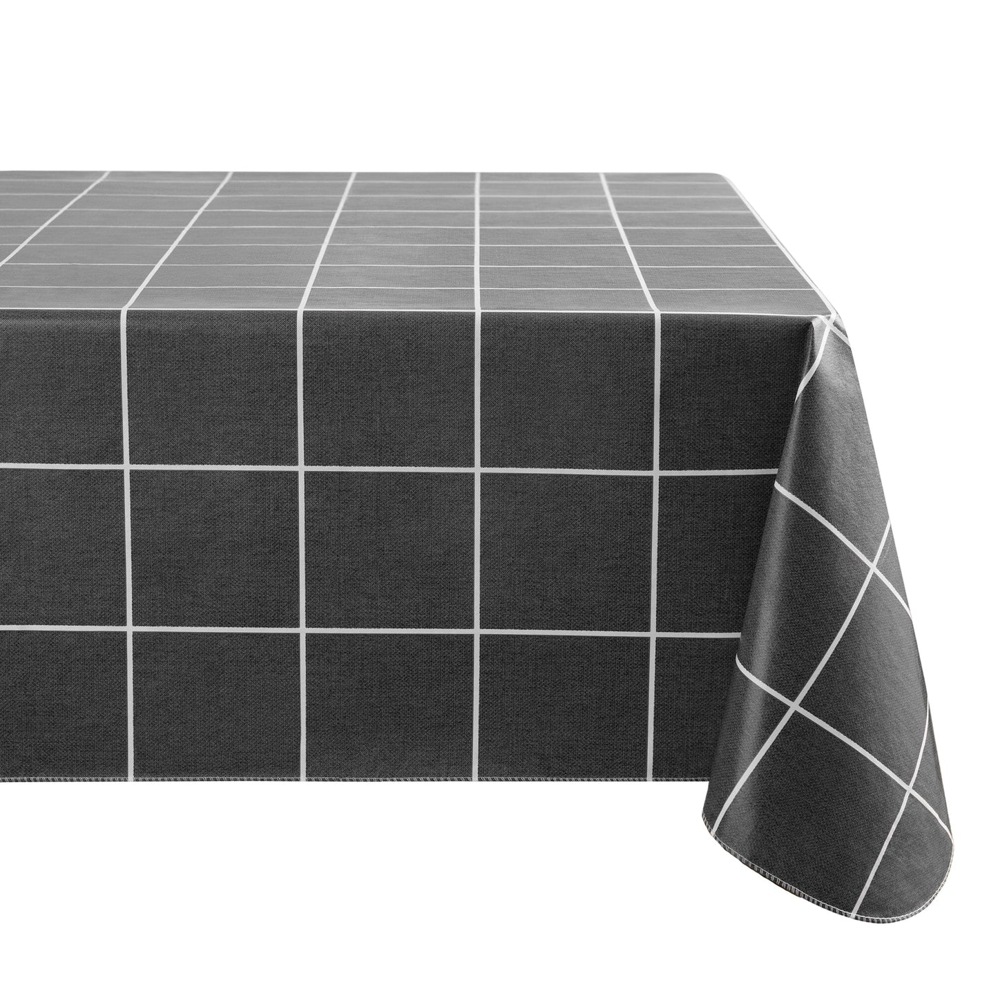 Windowpane Plaid Grid Printed Vinyl Indoor/Outdoor Tablecloth