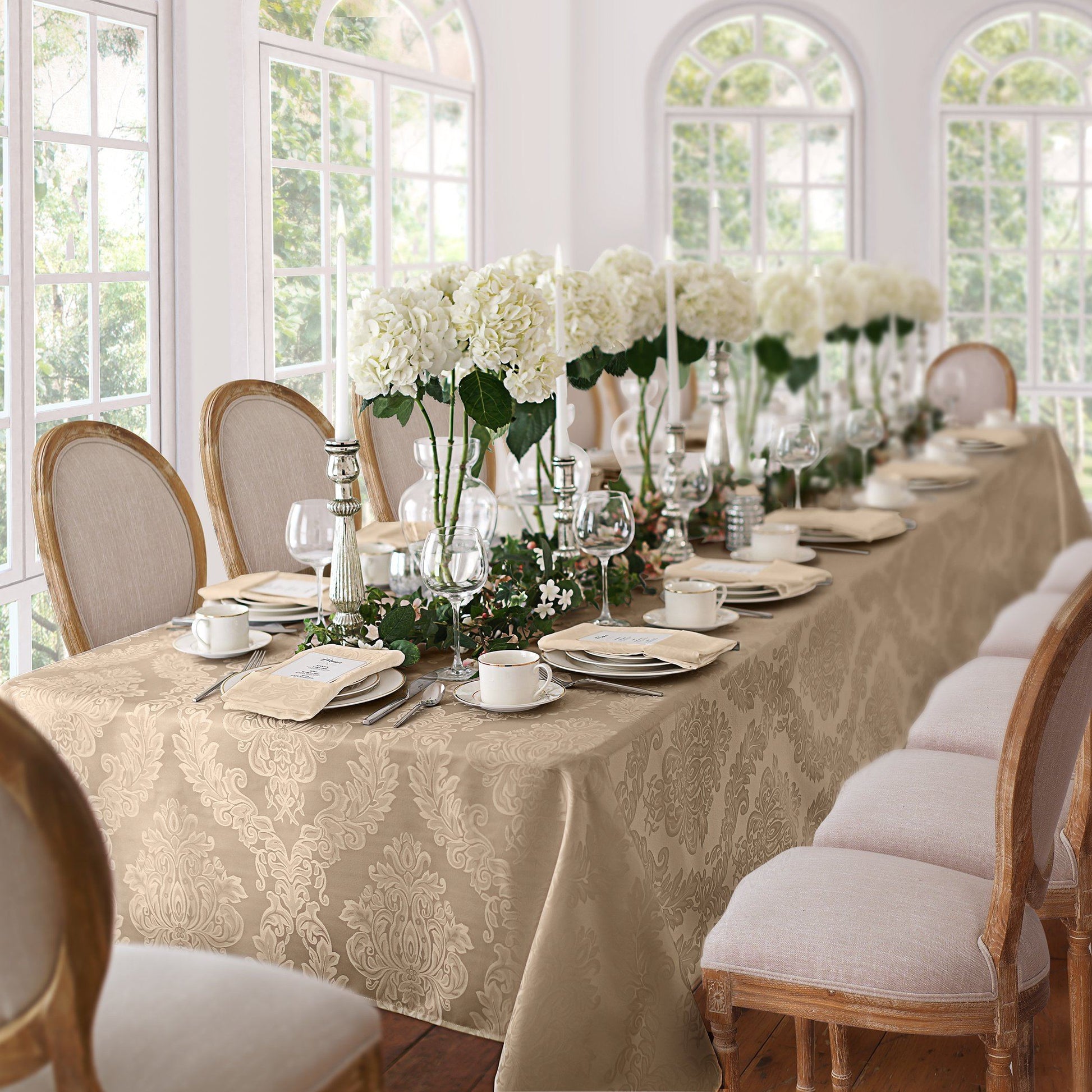 beige tablecloth