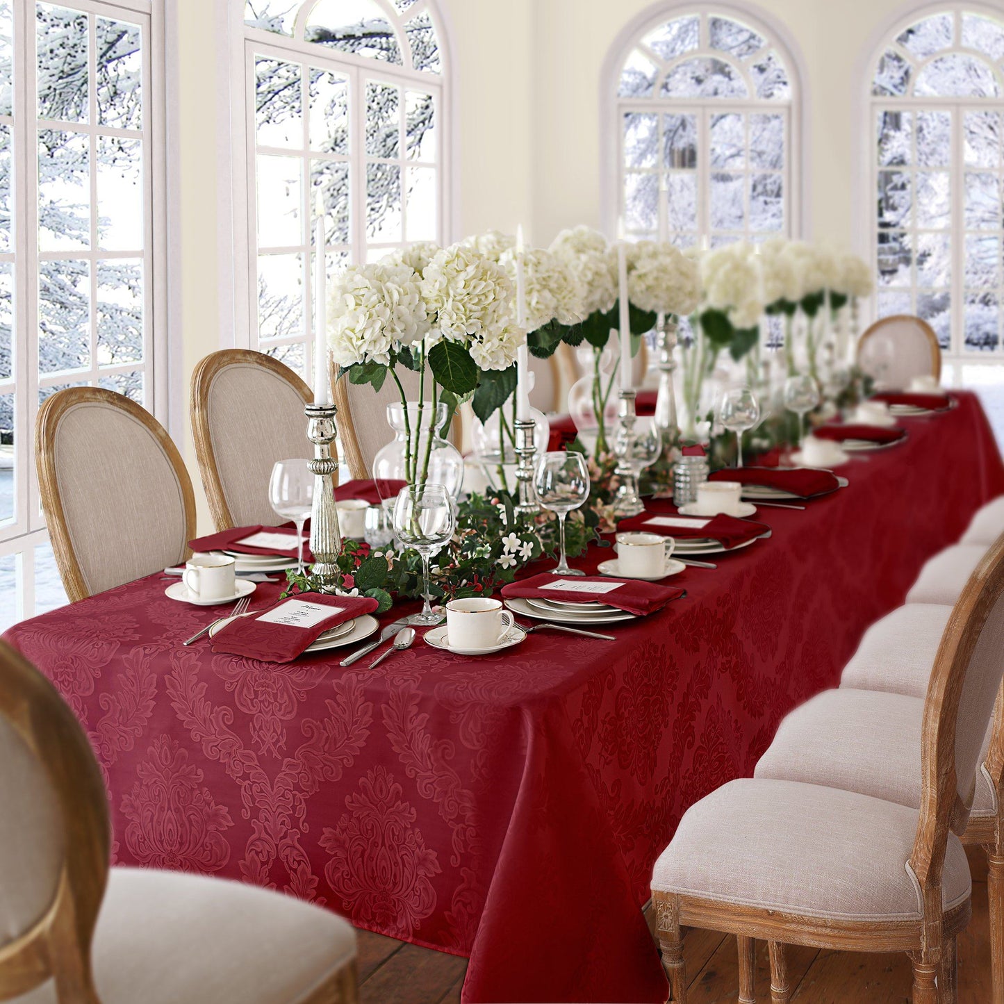 burgundy tablecloth