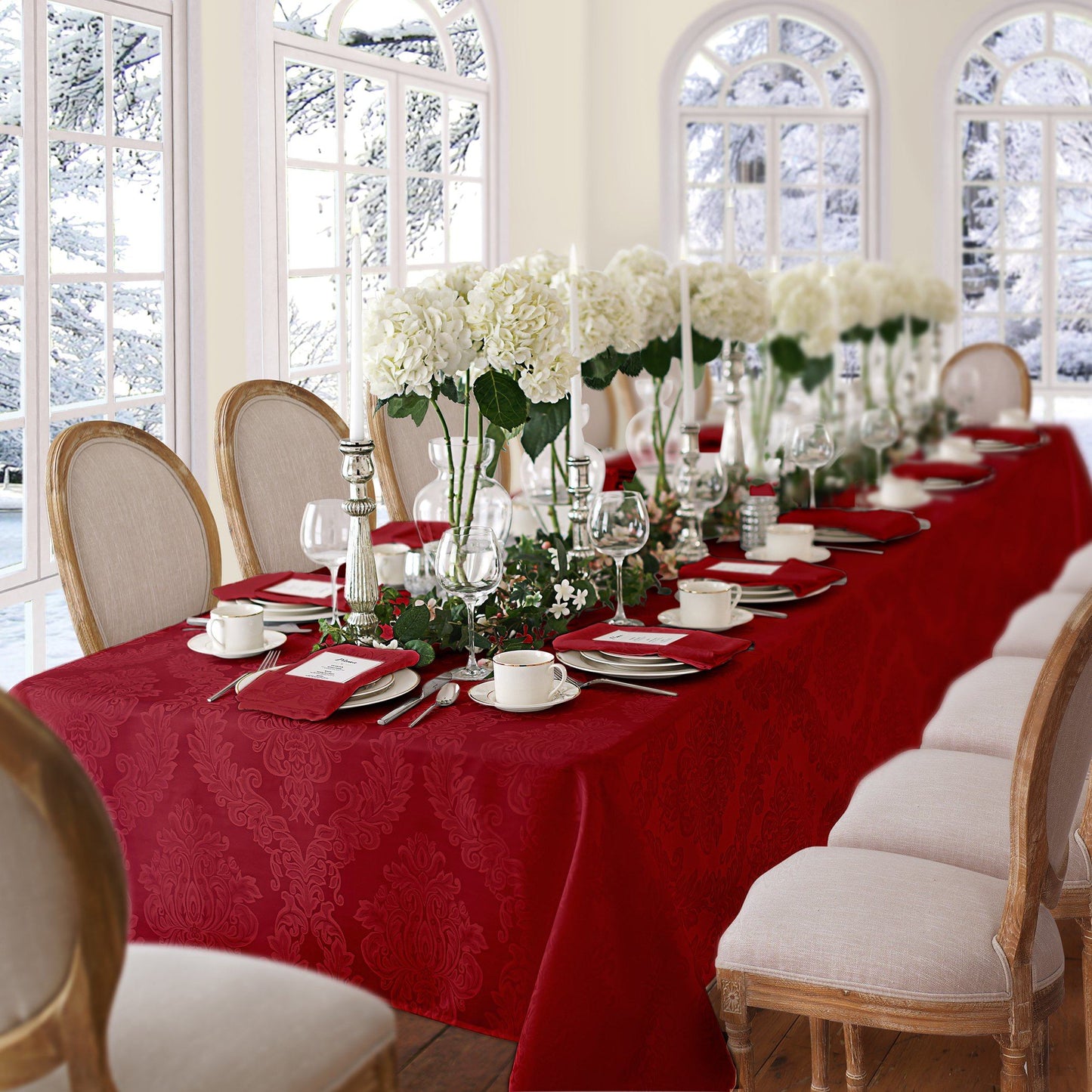 red tablecloth