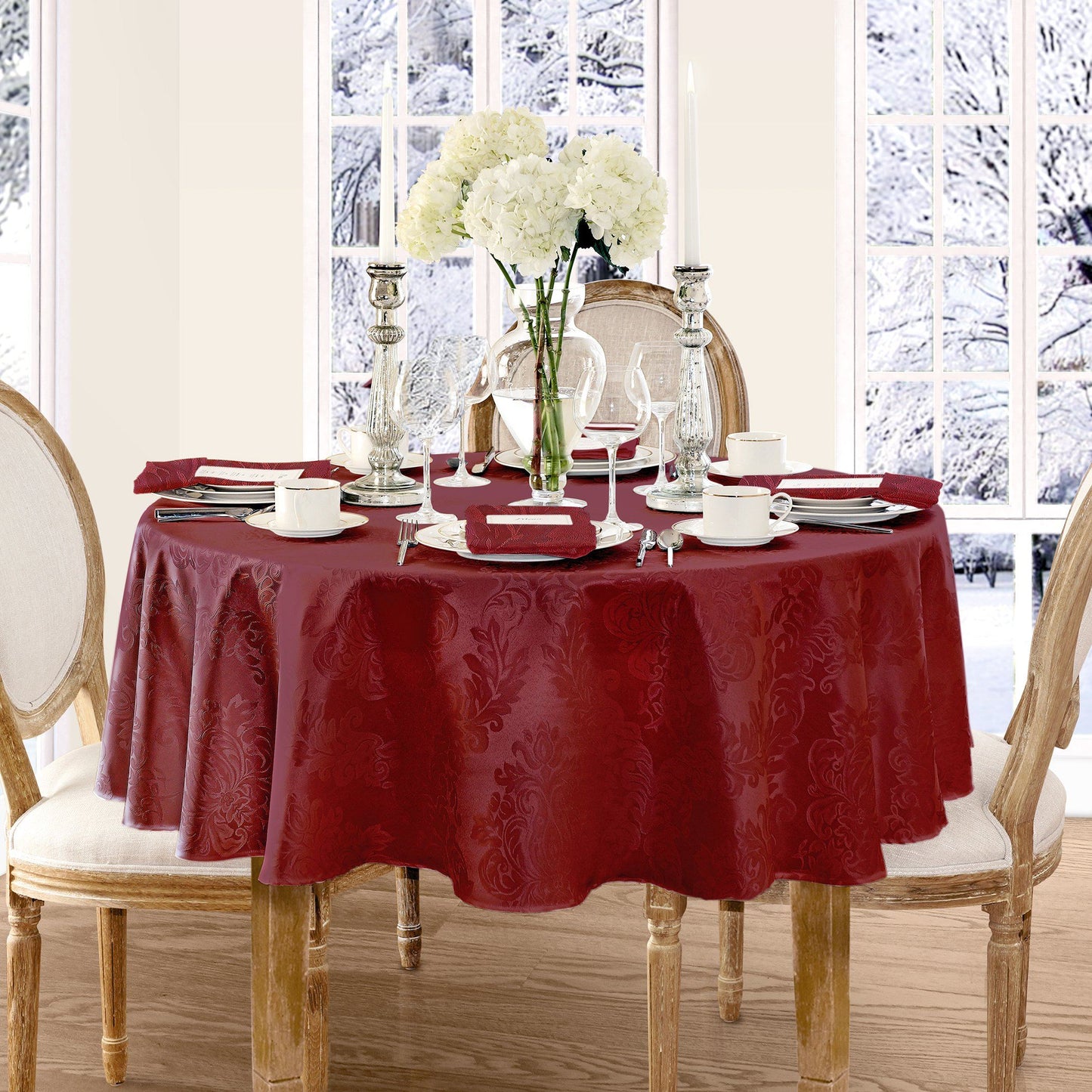 burgundy tablecloth