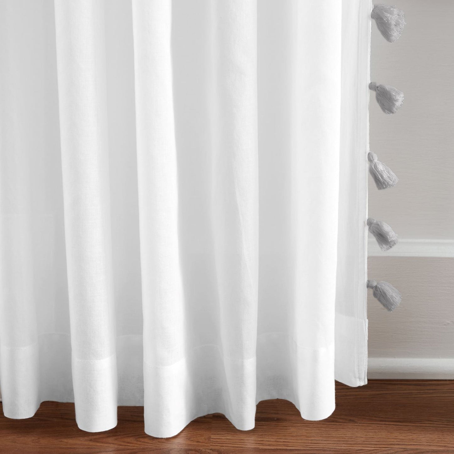 Bianca Semi-Sheer 100% Cotton Window Curtain with Tassels - Clearance