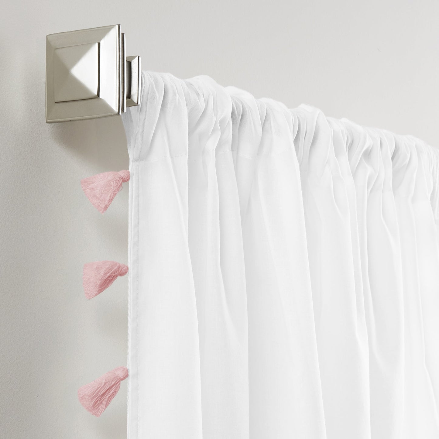 Bianca Semi-Sheer 100% Cotton Window Curtain with Tassels