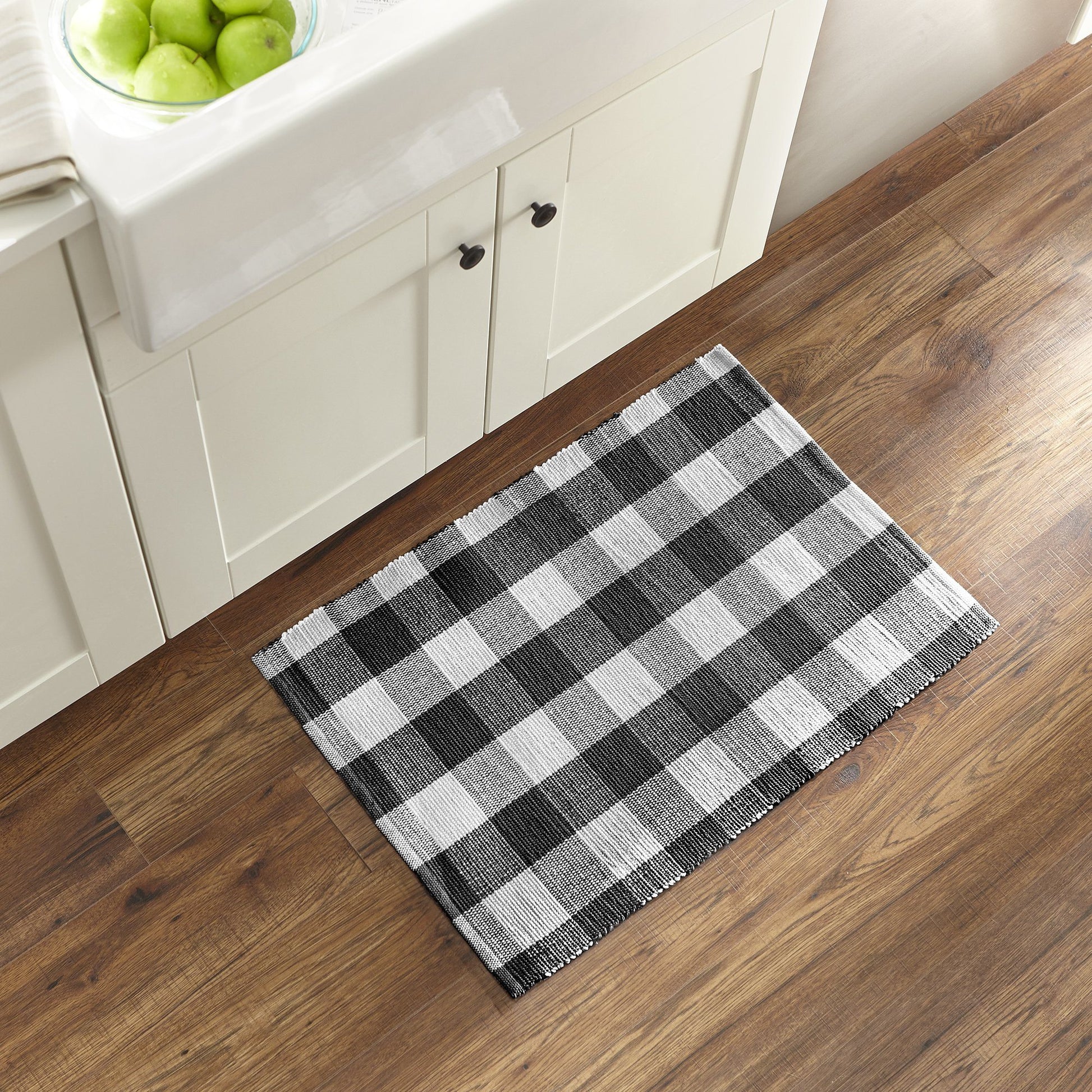 Farmhouse Living Buffalo Check Woven Kitchen Mat