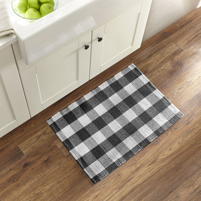 Farmhouse Living Buffalo Check Woven Kitchen Mat