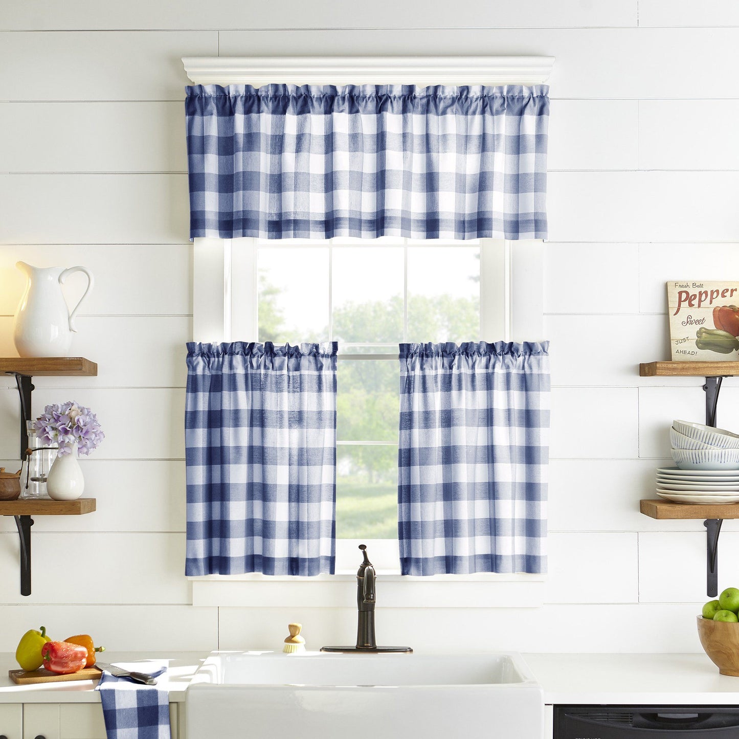 Farmhouse Living Buffalo Check Kitchen Window Collection