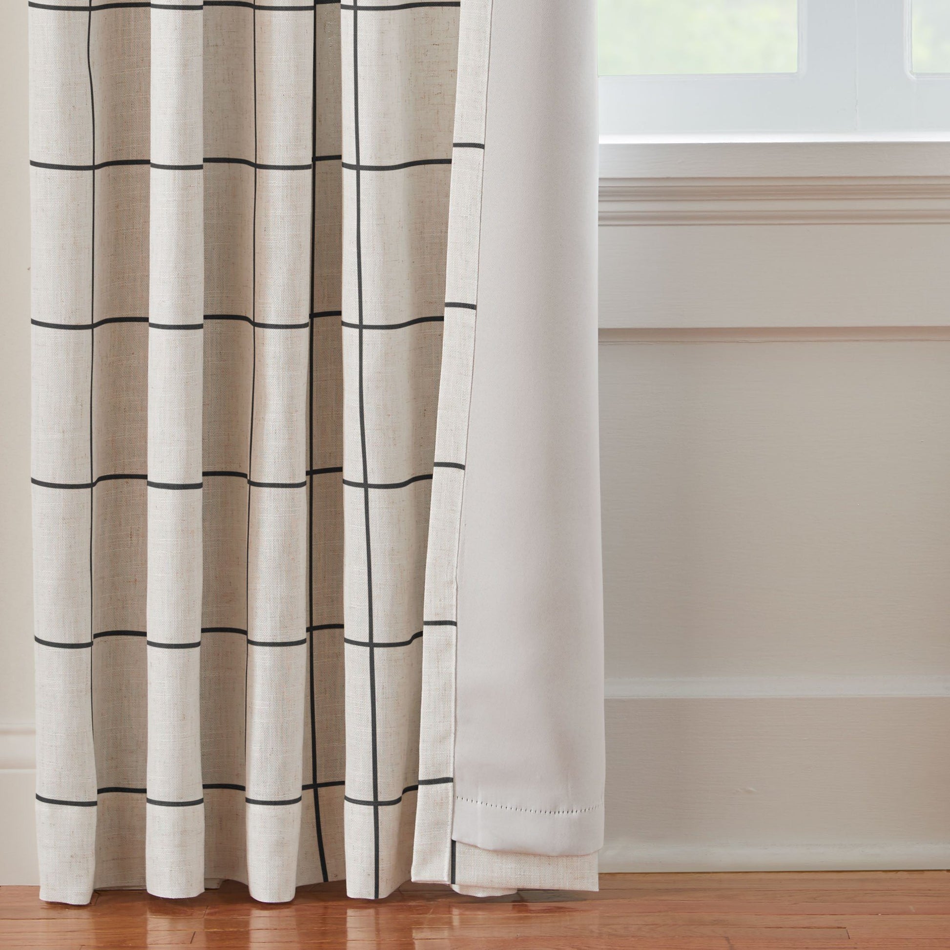Brighton Windowpane Plaid Blackout Window Curtain Panel-Elrene Home Fashions