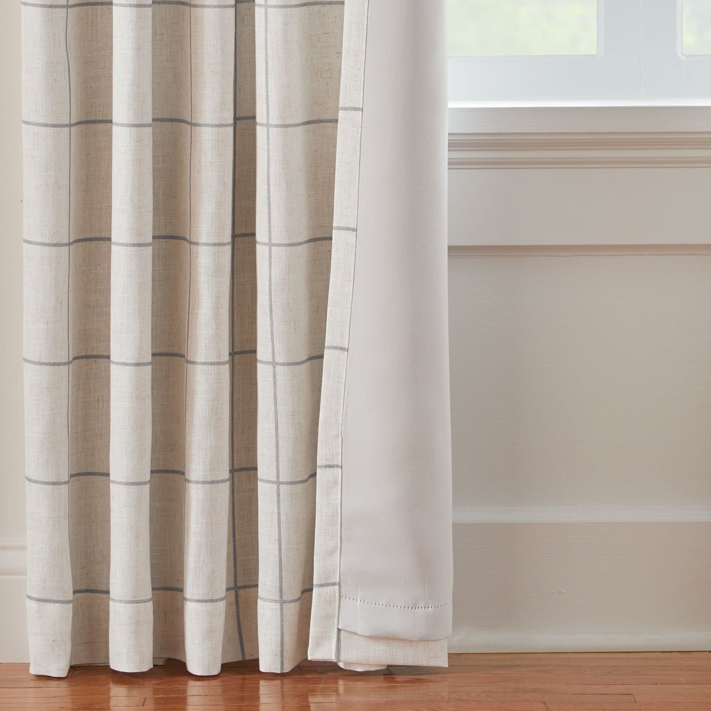 Brighton Windowpane Plaid Blackout Window Curtain Panel-Elrene Home Fashions