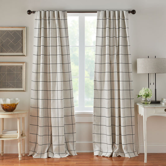 Brighton Windowpane Plaid Blackout Window Curtain Panel-Elrene Home Fashions