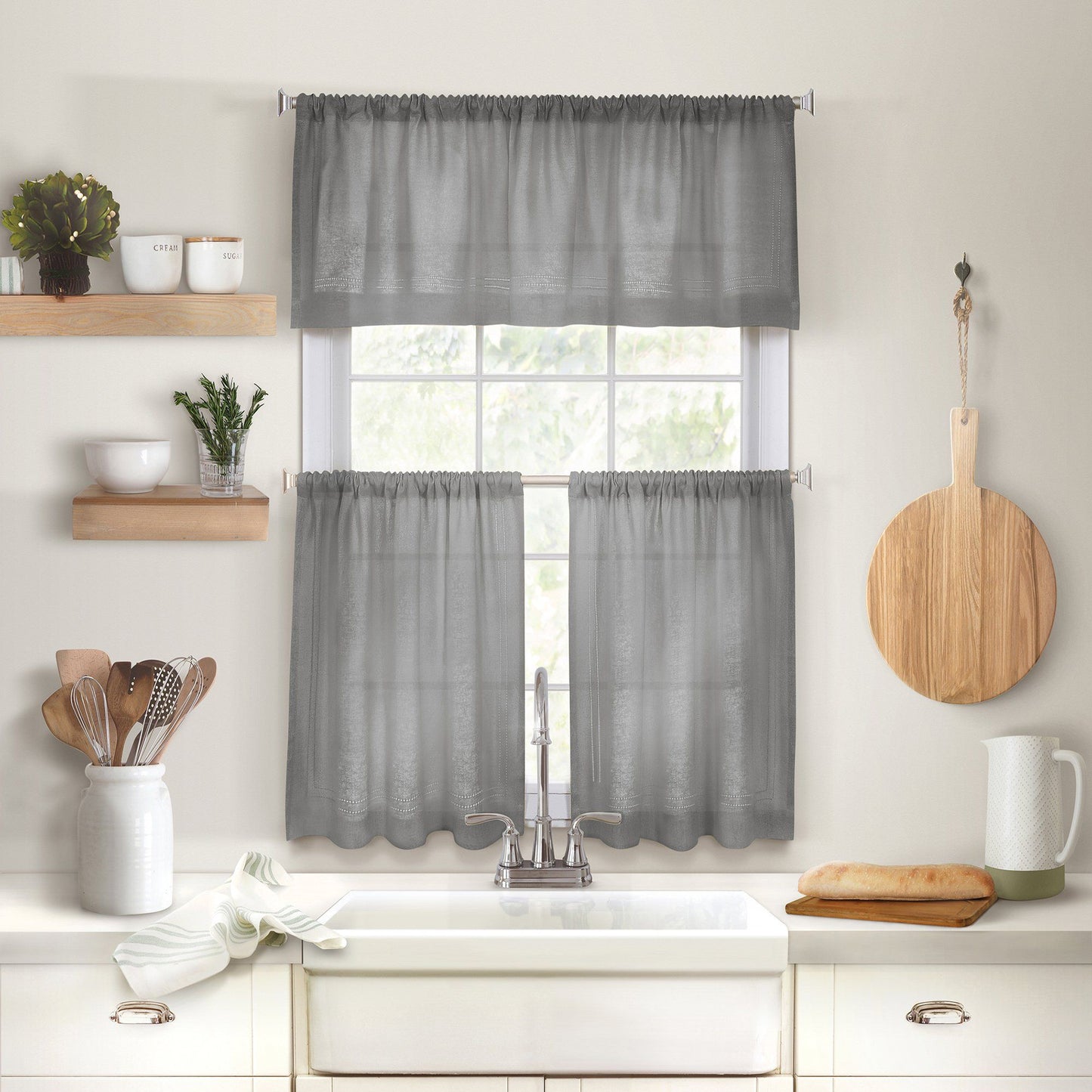 Cameron Linen Rod Pocket Kitchen Tier and Valance Collection