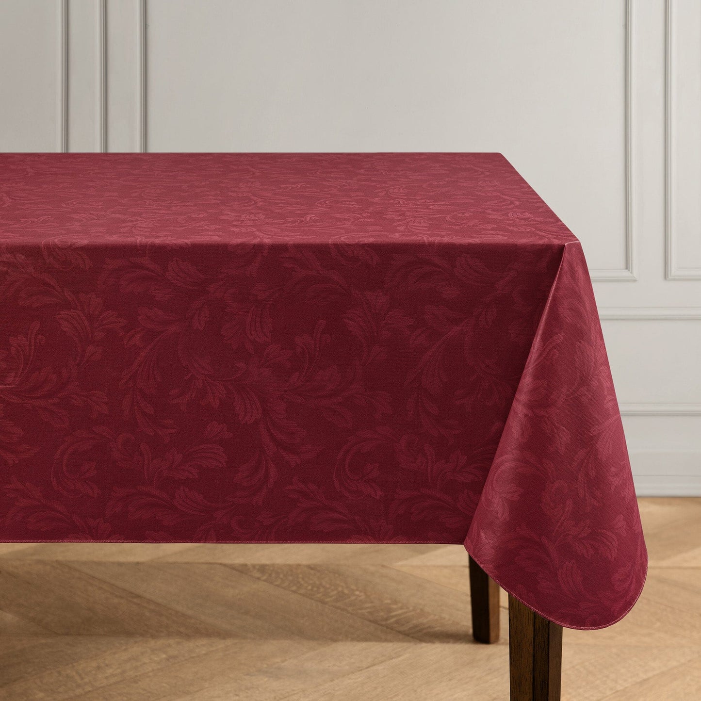 Camile Floral Scroll Damask Pattern Vinyl Indoor/Outdoor Tablecloth