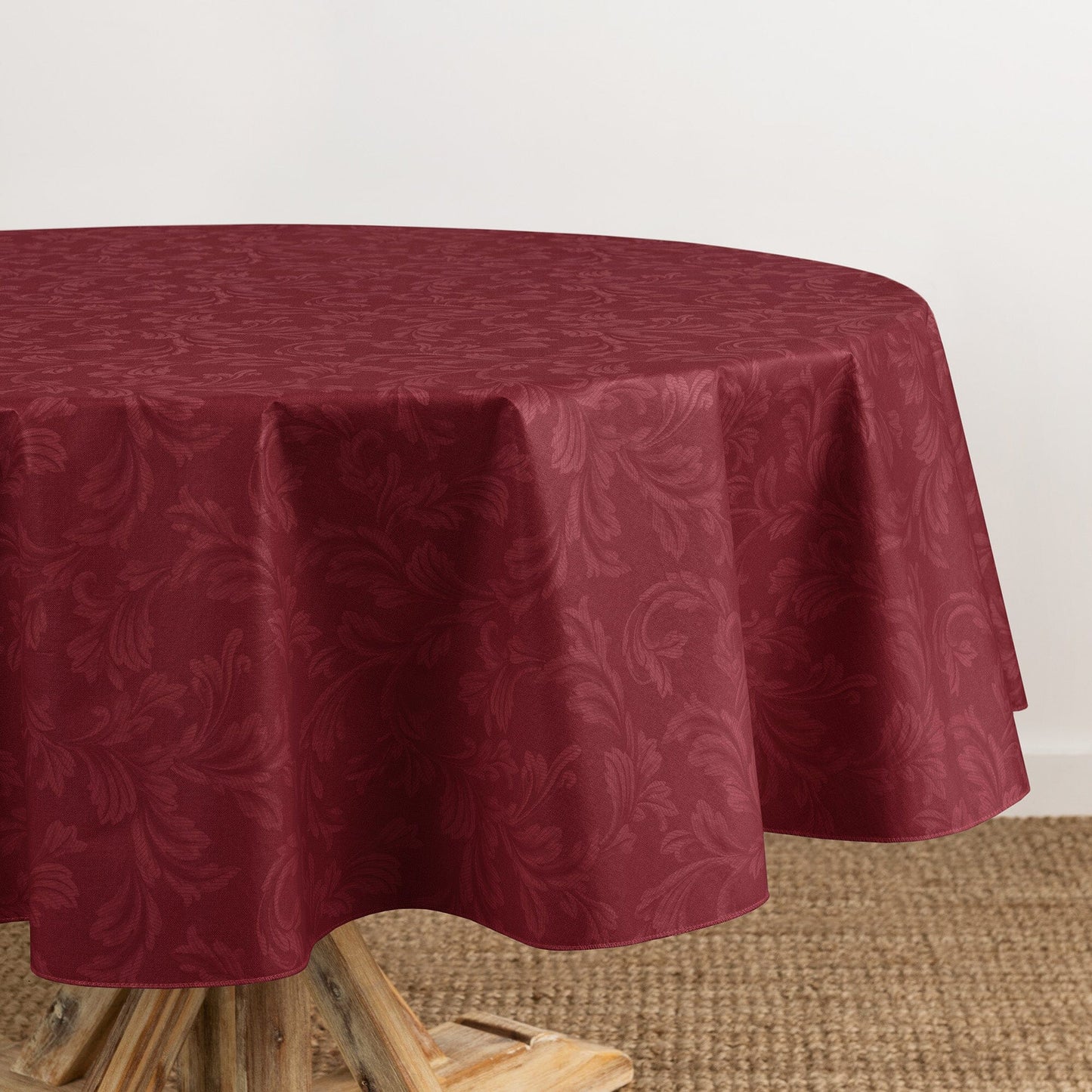 Camile Floral Scroll Damask Pattern Vinyl Indoor/Outdoor Tablecloth