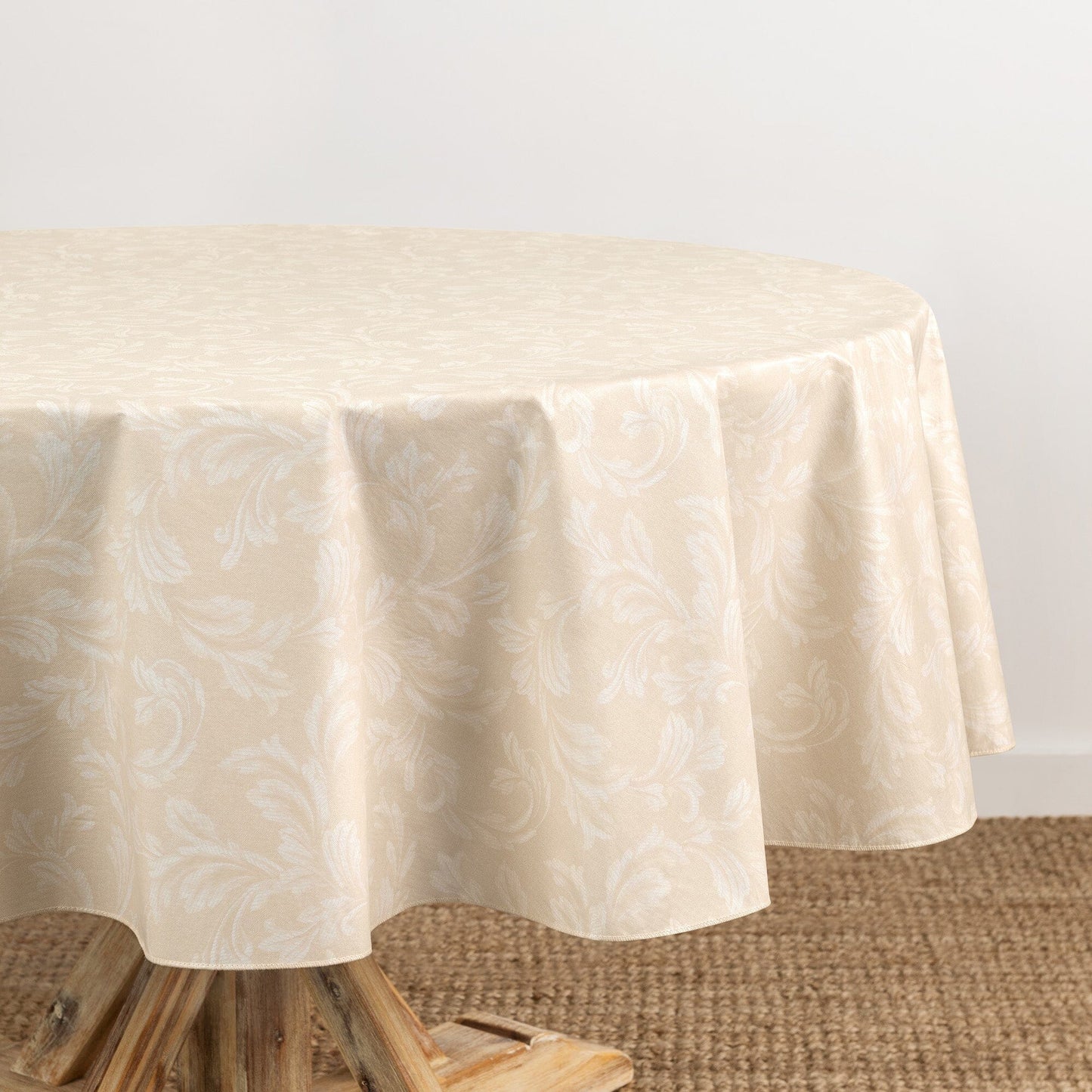 Camile Floral Scroll Damask Pattern Vinyl Indoor/Outdoor Tablecloth