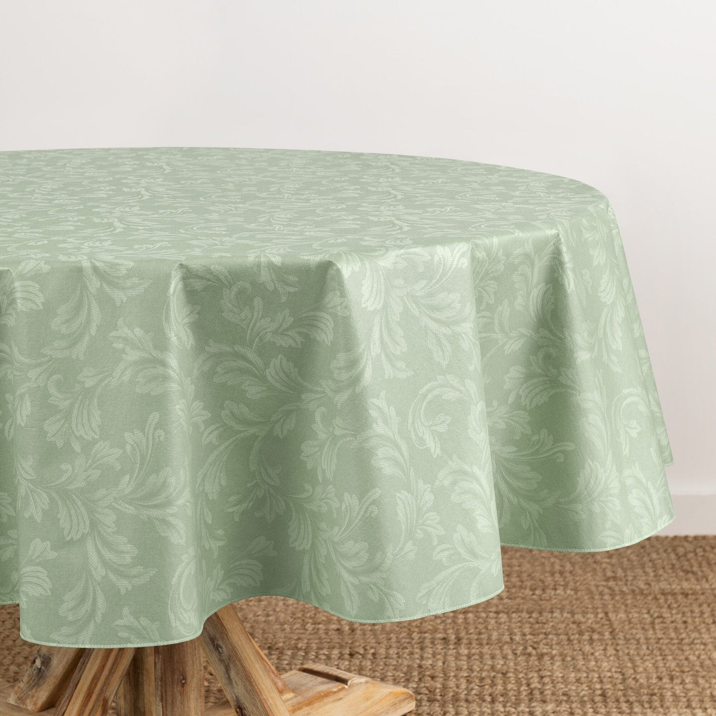 Camile Floral Scroll Damask Pattern Vinyl Indoor/Outdoor Tablecloth