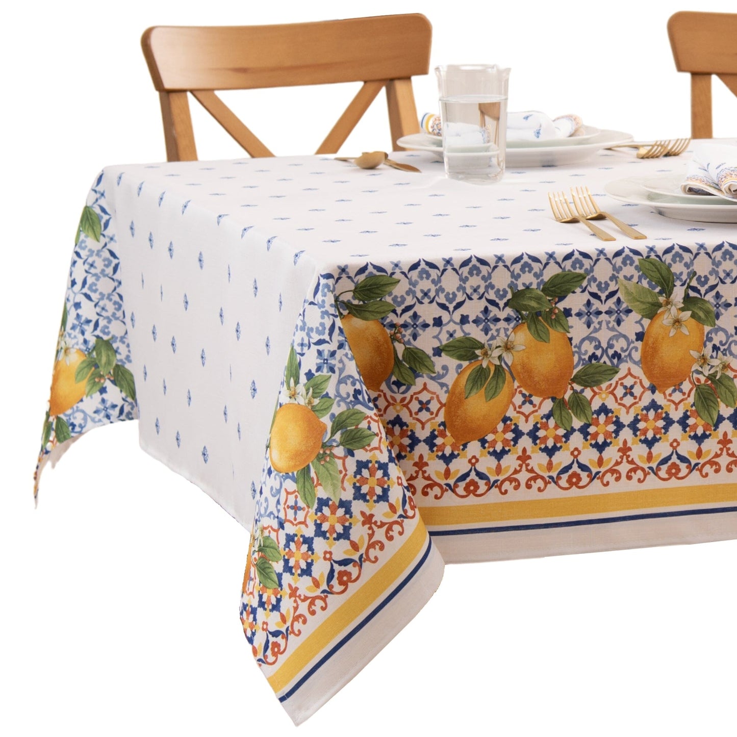 Capri Lemon Double Border Tablecloth