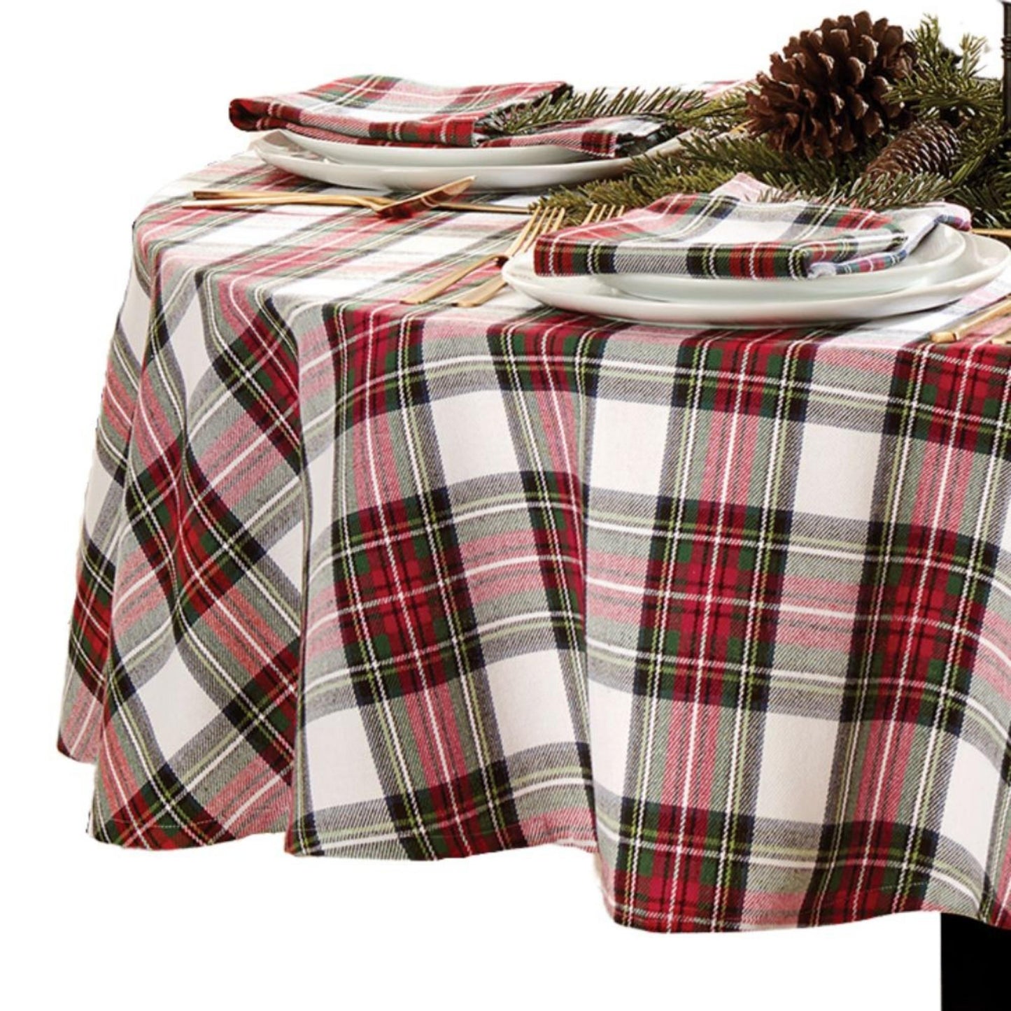 Christmas Classic Holiday Plaid Cotton Tablecloth