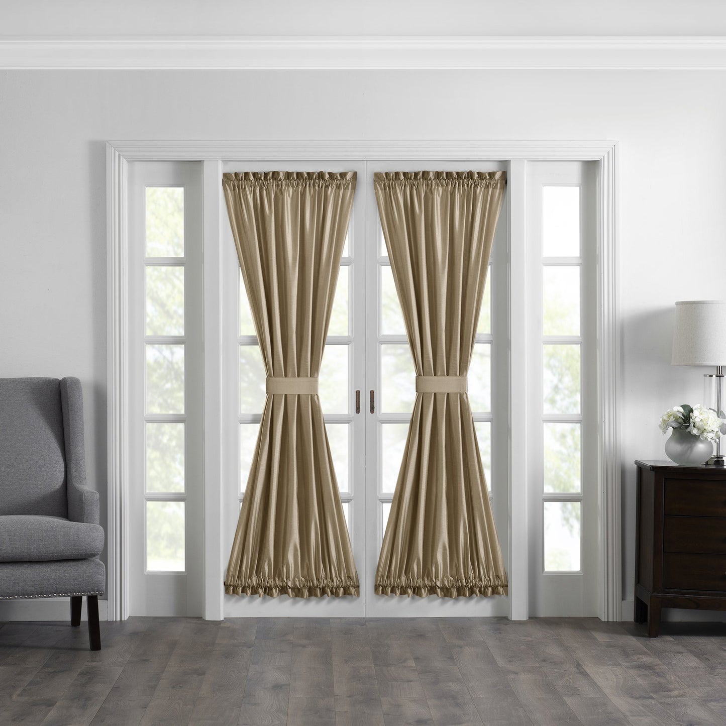 Colette Faux Silk French Door Window Panel-Elrene Home Fashions