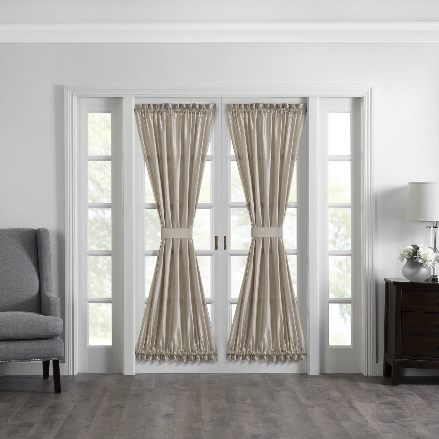 Colette Faux Silk French Door Window Panel-Elrene Home Fashions