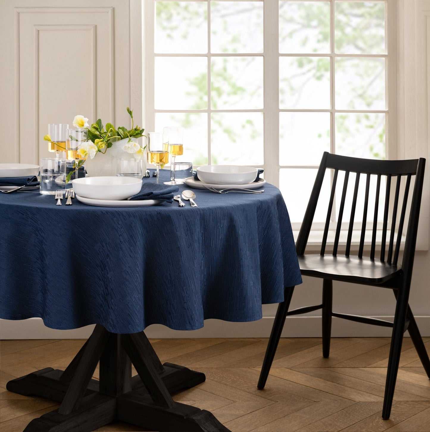 Continental Solid Texture Water and Stain Resistant Tablecloth