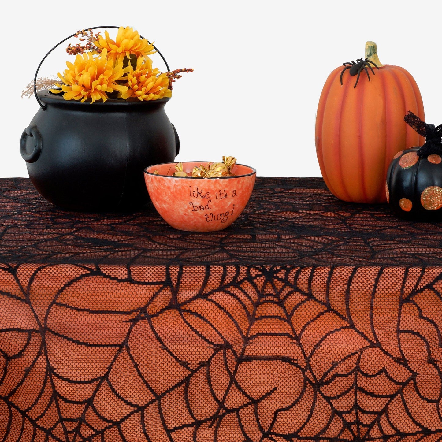 Crawling Halloween Spider Lace Lined Tablecloth