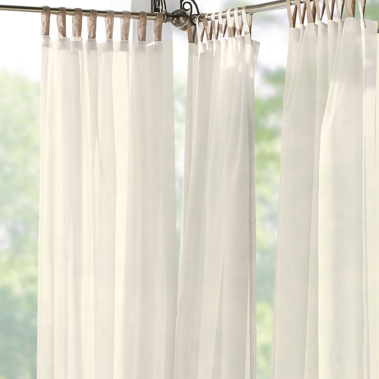 Darien Solid Indoor/Outdoor Sheer Tab Top Window Curtain Panel-Elrene Home Fashions